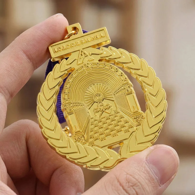 5702-7-Purple-black woven ribbon with golden hollowed-out commemor