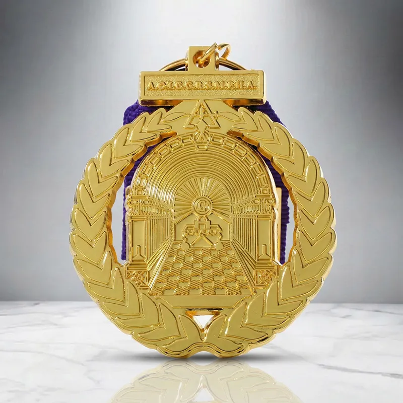 5702-8-Purple-black woven ribbon with golden hollowed-out commemor