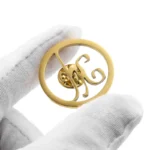 1666-1-圆形金色不锈钢空心徽章