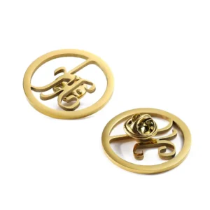 1666-3-Circular Gold Stainless Steel Hollow Badge