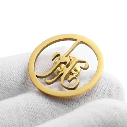 1666-4 Круглый полый значок из золотой нержавеющей стали