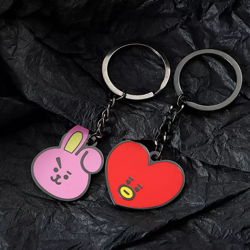 2178-7-Cartoon animal enamel oval-shaped keychain