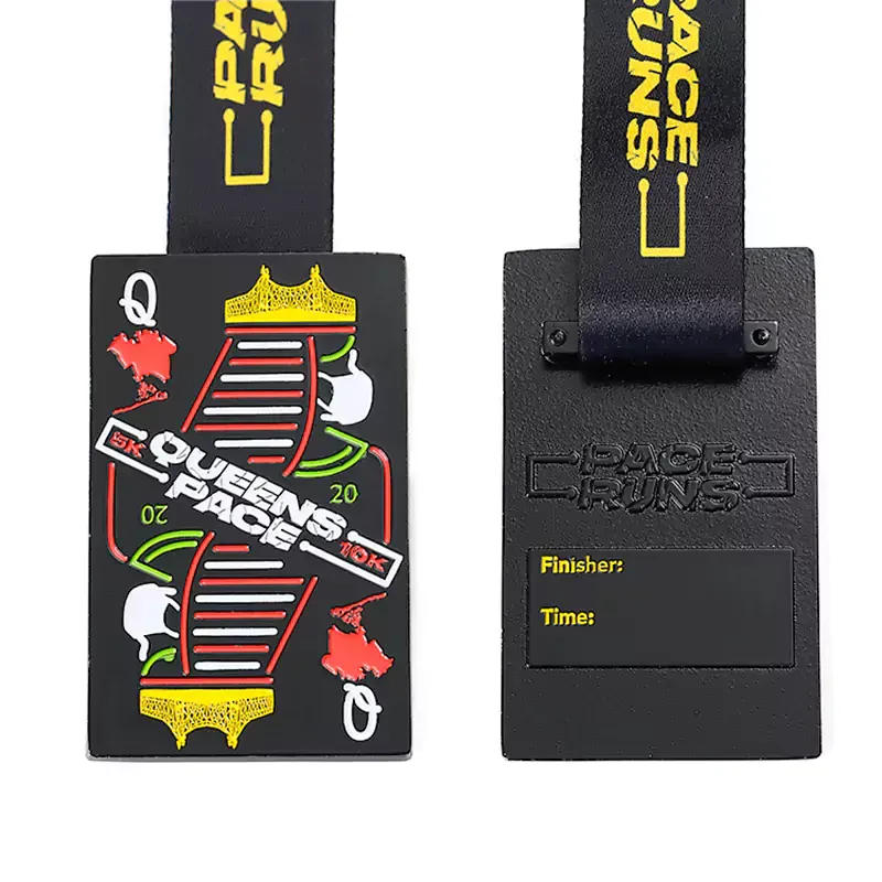 1465-3-Black Square Poker Q Enamel Medal