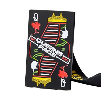 1465-4-Black Square Poker Q Enamel Medal