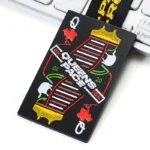1465-5-Black Square Poker Q Enamel Medal