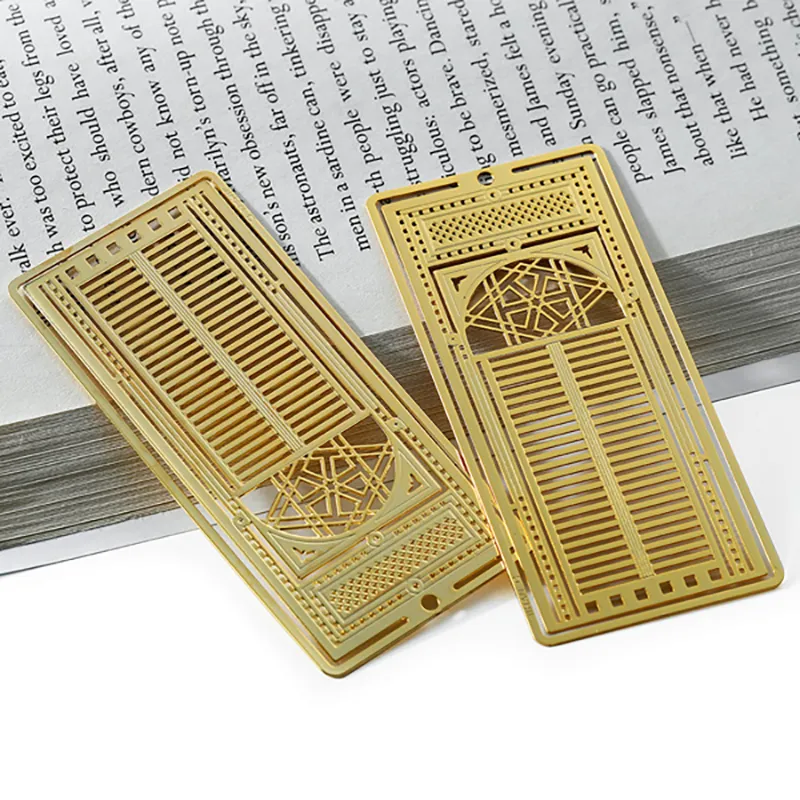 3007-1-Gold-plated hollow book mark