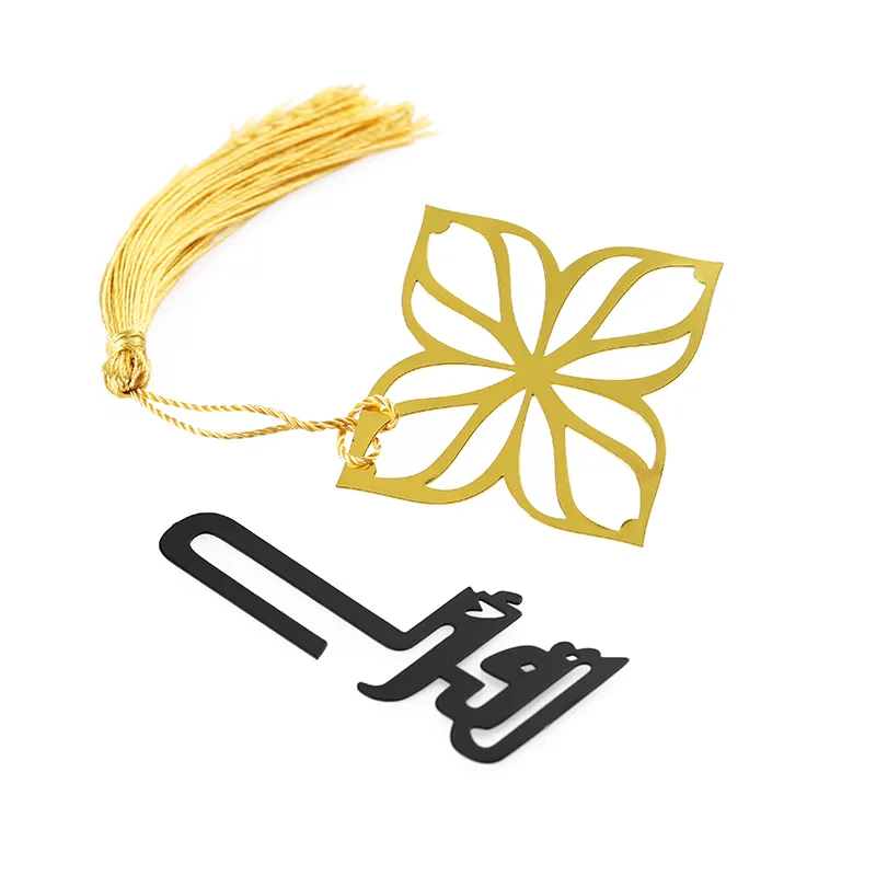 3052-4-Stainless steel hollow tassel bookmark