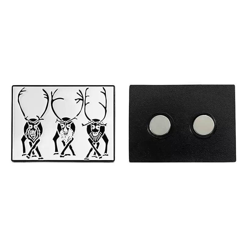 3697-3-Square Fridge Magnet with Tribal Ancient Sheep Totem Elemen