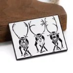 3697-4-Square Fridge Magnet with Tribal Ancient Sheep Totem Elemen