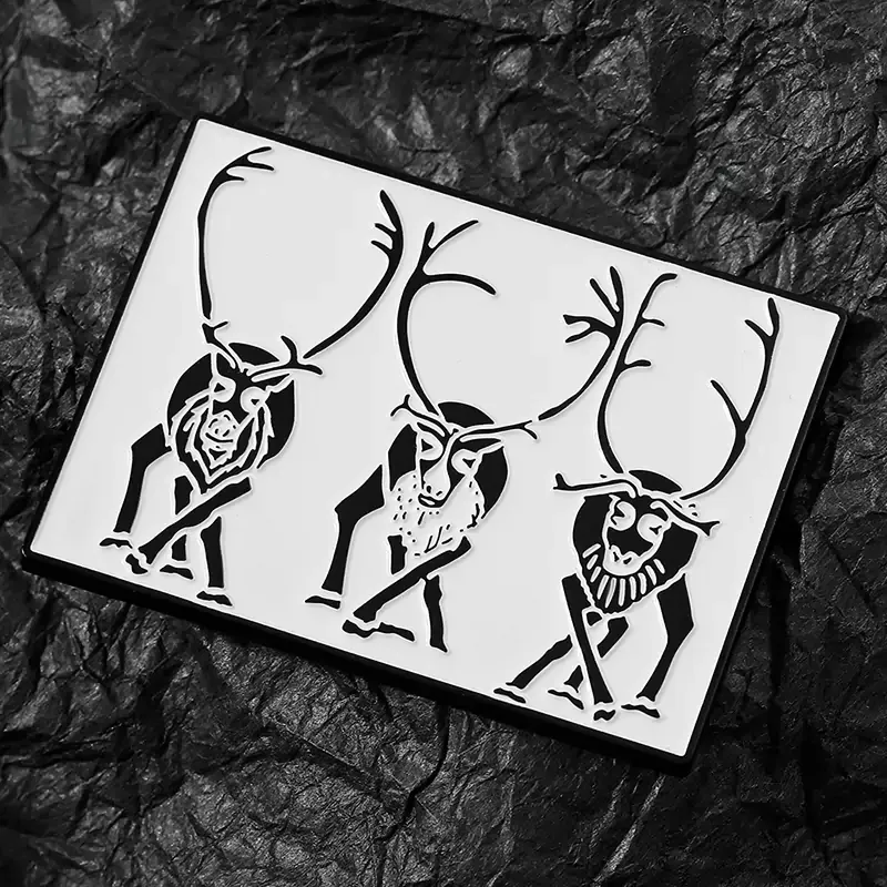 3697-7-Square Fridge Magnet with Tribal Ancient Sheep Totem Elemen