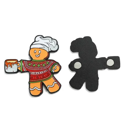 Custom Christmas Gingerbread Chef Enamel Fridge Magnet