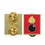 1951-2-Flaming Bomb Square Enamel Lapel Pin