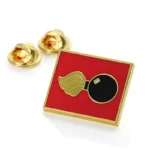 1951-3-Flaming Bomb Square Enamel Lapel Pin