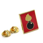 1951-4-Flaming Bomb Square Enamel Lapel Pin