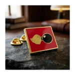 1951-6-Flaming Bomb Square Enamel Lapel Pin