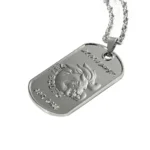 3211-1-Silver 3D Wild Boar Pattern Dog Tag