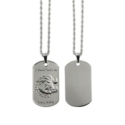 3211-2-Silver 3D Wild Boar Pattern Dog Tag