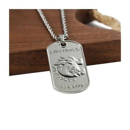 3211-3-Silver 3D Wild Boar Pattern Dog Tag