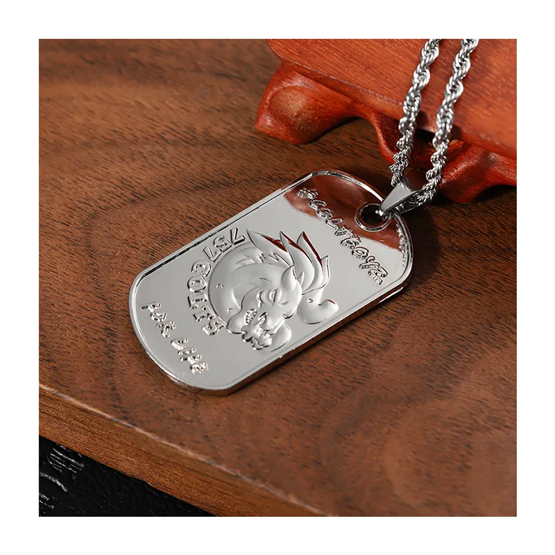 3211-5-Silver 3D Wild Boar Pattern Dog Tag