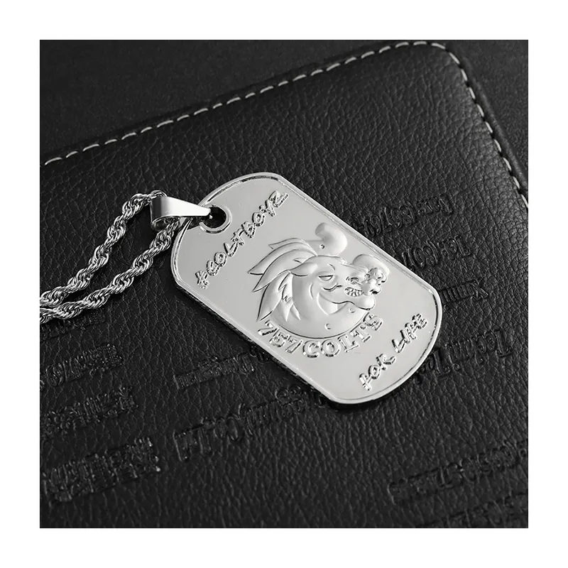 3211-7-Silver 3D Wild Boar Pattern Dog Tag
