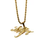 3804-1-Gold stainless steel hollow letter pendant