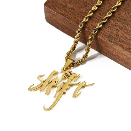 3804-2-Gold stainless steel hollow letter pendant
