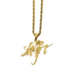 3804-4-Gold stainless steel hollow letter pendant