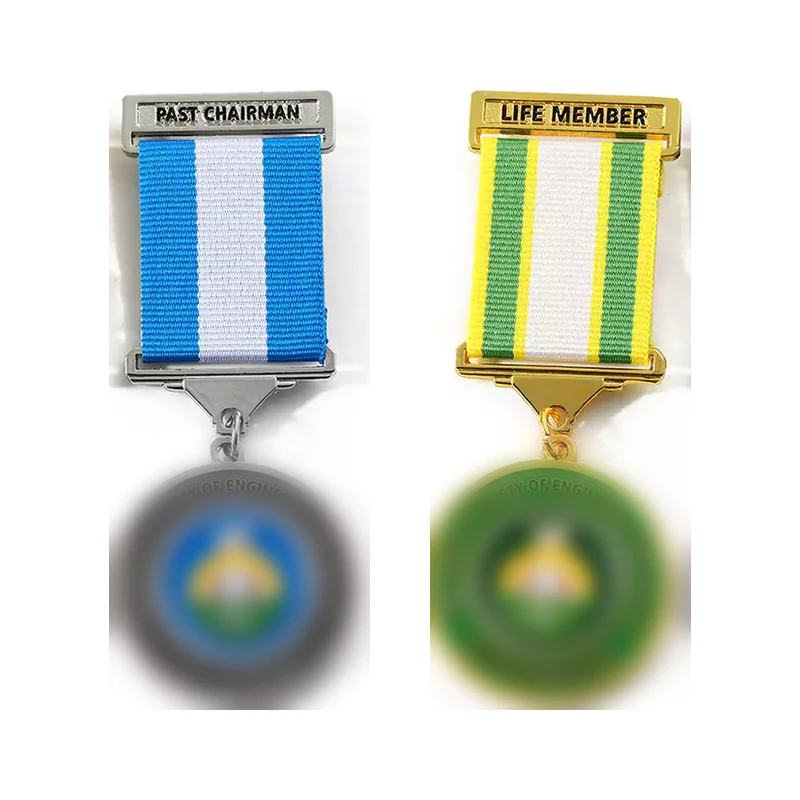 Woven drop ribbons with metal bar for medals