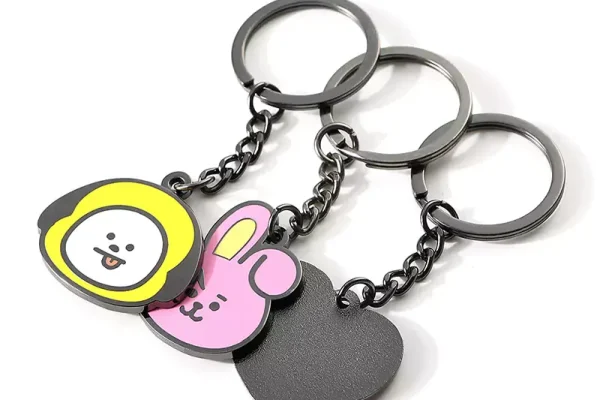 2178-3-Cartoon animal enamel oval-shaped keychain