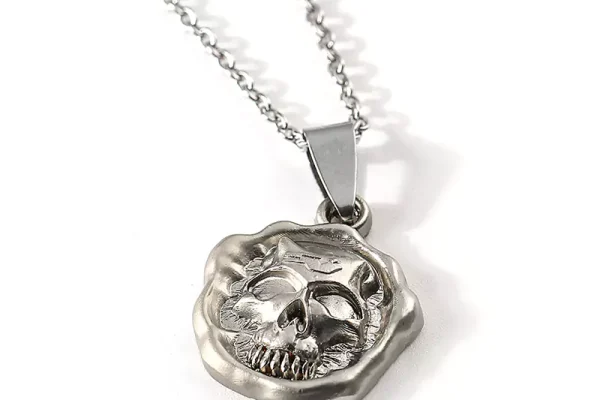 3D Embossed Plating Matte Nickel Skull Shaped Charm/Necklace
